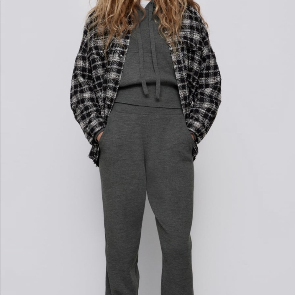 ZARA Hooded Crop Kangaroo Sweatshirt Hoodie M - Picture 6 of 15